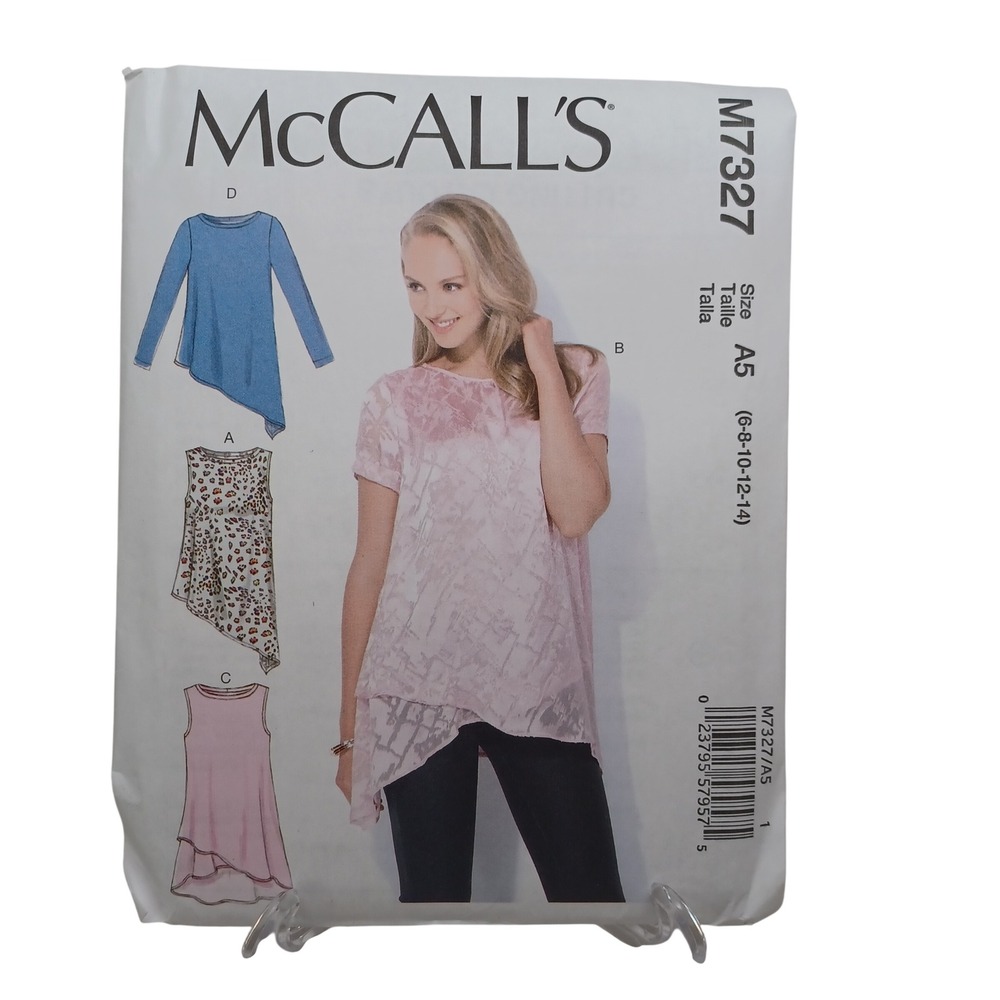 McCalls M7327 Sewing Pattern Womens Asymmetrical Pullover Tops Size 6-14 A5